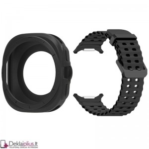 Guminis dėklas su apyranke - juodos spalvos (Samsung Galaxy Ultra/Ultra 2 (47 mm)